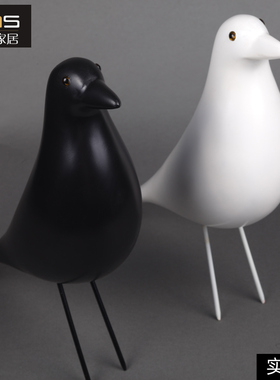 初森实木家居饰品简约客厅小鸟