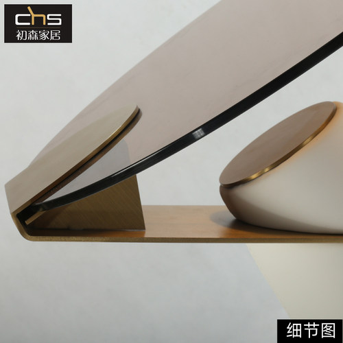 Eclipse Side Table日蚀边几轻奢金属角几简约皮艺钢化玻璃圆几桌 - 图2