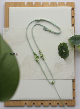 纯手工编绳编织繁华款绿色项链绳吊坠挂绳毛衣链花朵花花定制