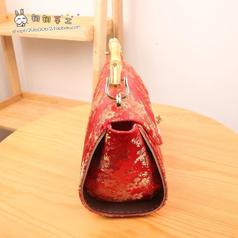竹子拎波士顿枕头包DIY材料包自制钥钥手工宋锦包包解闷新中式,淘宝优惠券,粉丝福利购,淘宝优惠卷