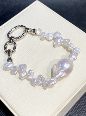 新款爆款天然巴洛克珍珠项链女白色颈链秋冬款毛衣链套装