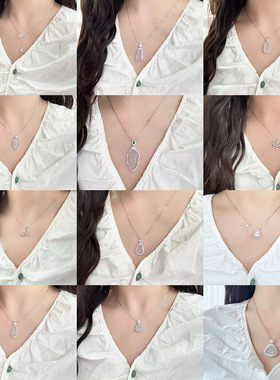 雅施丽芙s925通体银气质温婉雅致新中式白玉髓锁骨链轻奢送礼配饰