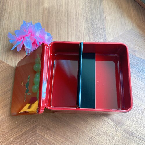 日本制 大漆小风车两层首饰盒 收纳盒 食盒 - 图0