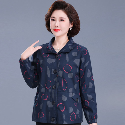 中老年人春装女奶奶春秋外套上衣50岁纯棉妈妈长袖老太太宽松衣服 - 图2