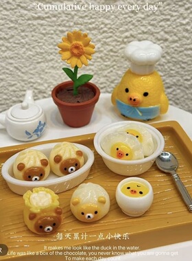定制立体熊熊寿司关东煮早餐套装仿真食玩微缩树脂配件材料摆件