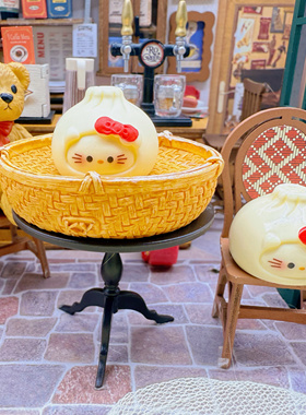 肉多多定制食玩卡通KT包子灌汤包桶树脂配件场景摆件diy装饰品