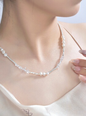 【赵一博同款】Godsend由米巴洛克珍珠皎月项链女轻奢水晶锁骨链