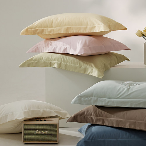 柔软单件灰粉色100支轻磨毛长绒棉枕套春秋纯棉亲肤被套床单床笠 - 图3