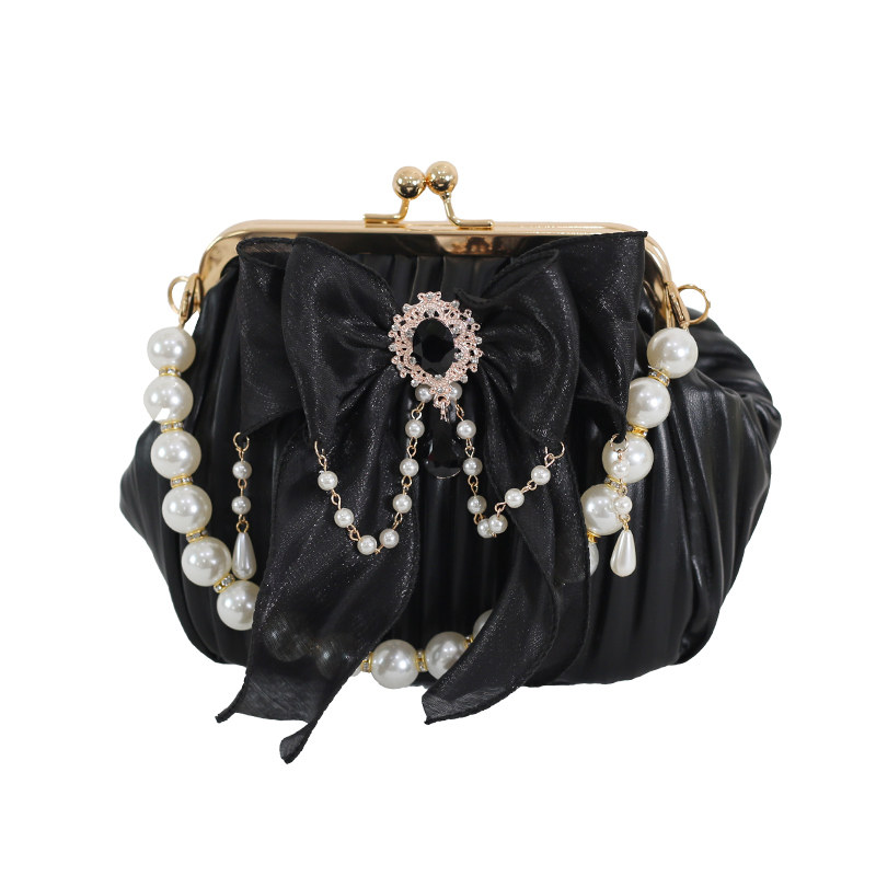 原创手作珍珠蝴蝶结包包Lolita国民大小姐贝壳包斜跨复古包旗袍包,淘宝优惠券,粉丝福利购,淘宝优惠卷