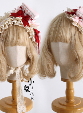 原创Lolita粉红纸杯蛋糕可爱甜美颈链小物手作甜品扁帽礼帽发带kc