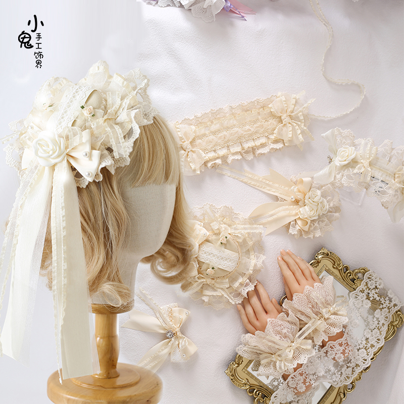 原创Lolita生成色心情限定发带蕾丝蝴蝶结kc小礼帽手袖花丸发夹,淘宝优惠券,粉丝福利购,淘宝优惠卷