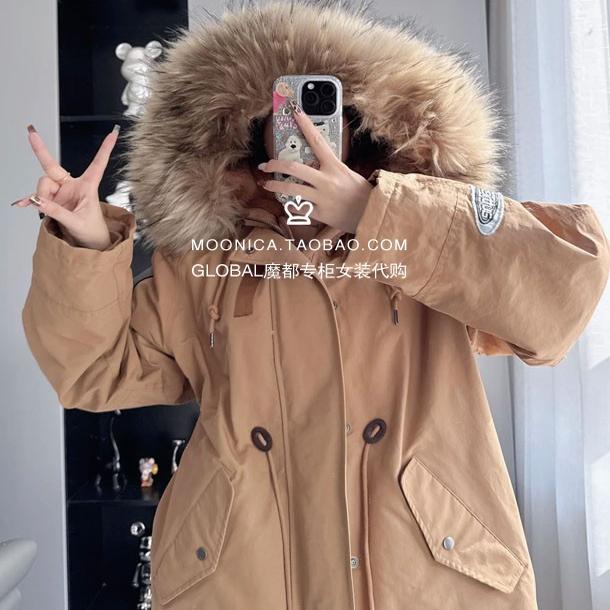 特价 MOUSSY代购 24冬 毛茸茸中长款连帽棉服大衣 028HA430-0171 - 图2