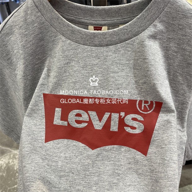 正品levis李维斯 24春 男士烟灰色经典logo圆领短袖T恤A4391-0008 - 图1
