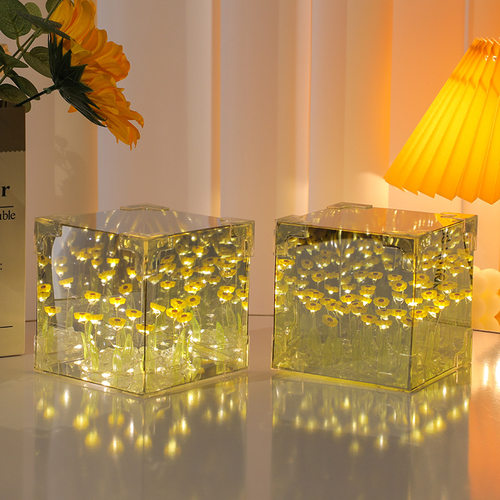 魔方向日葵diy手工材料包发光小夜灯卧室氛围灯节日伴手礼物 - 图3