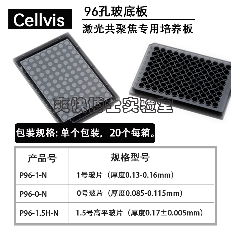 Cellvis激光共聚焦专用96孔玻底板P96-1.5H-N/P96-1-N玻底培养板-图1