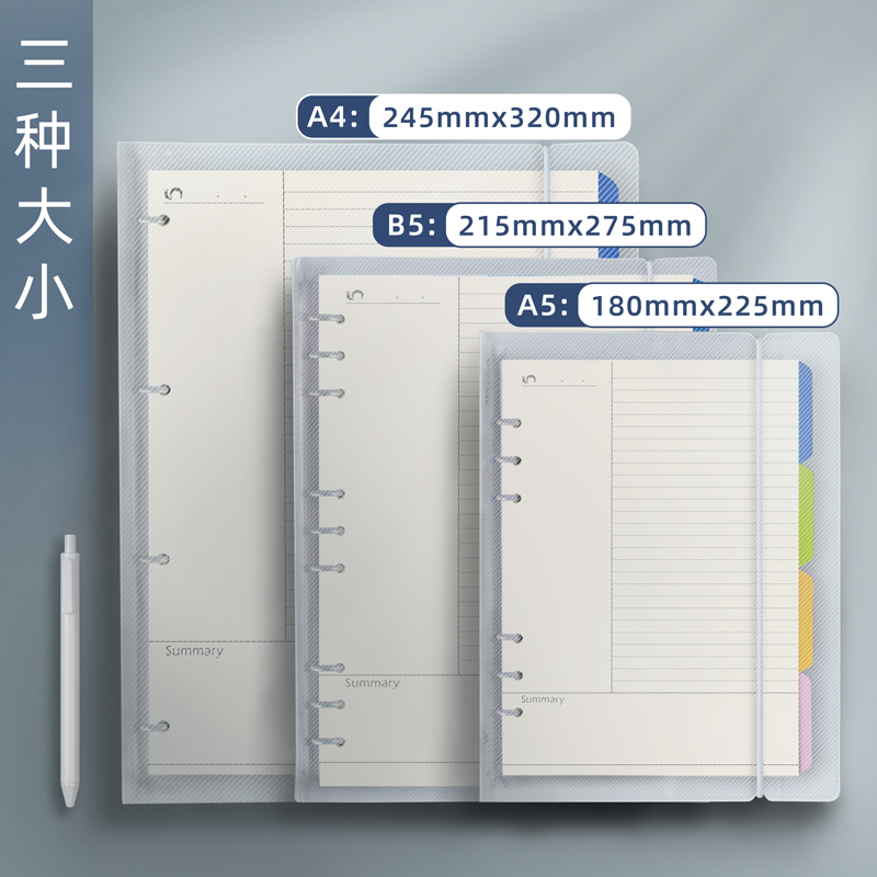 康奈尔笔记本活页本a4思维导图本子b5空白本网格本透明活页夹外壳可拆卸错题本简约大学生考研学习摘抄记事本-图0