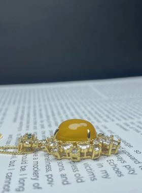 精致设计感百搭蛋面镶嵌黄玉髓豪华高级轻奢宫廷女款气质热卖项链