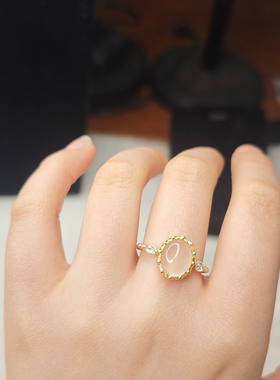 新款蛋面玉髓皇冠戒指女小众轻奢时尚高级感网红指环ins