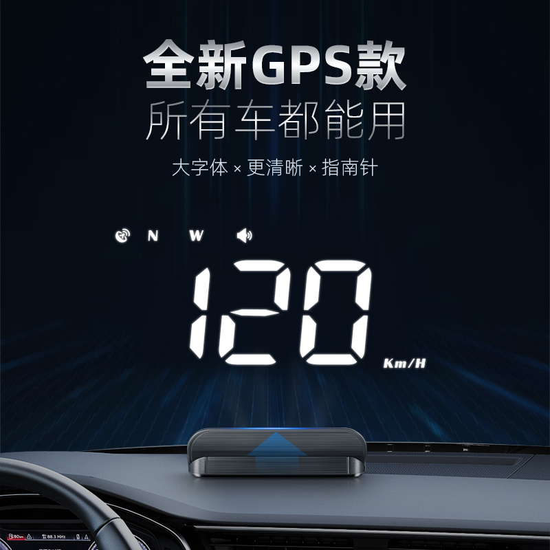 汽车抬头显示器GPS无线HUD货车速度显示器新能源多功能仪表投影仪-图0