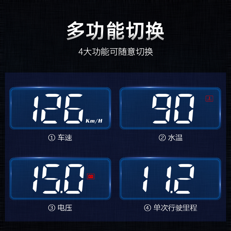 车载HUD抬头显示器汽车通用OBD多功能车速水温抬头仪表盘高清投影-图0
