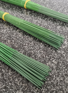 绿色仿真花花杆手工花丝网花材料铁丝玫瑰花枝单支花杆2号花杆子