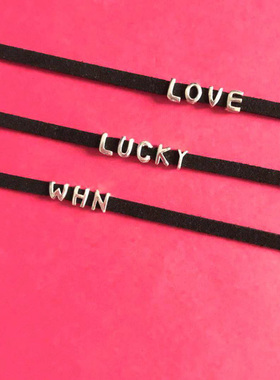 纯银英文字母定制个性短款项链