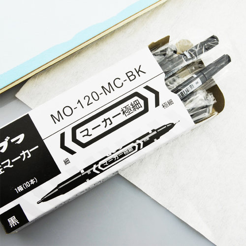 斑马 油性记号笔MO-150-MC-BK大双头 斑马MO-120-MC小双头 - 图1