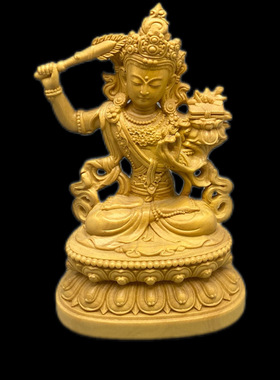 正宗小叶黄杨木精雕黄财神，绿度母，文珠菩萨，摆件家居装饰品