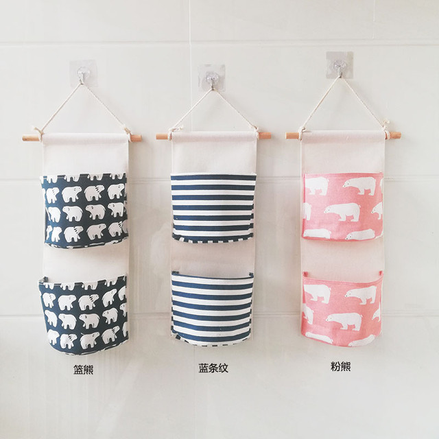 Canvas storage hanging bag wall storage bathroom storage bag two bags multiple bags hanging bag door storage bag hanging bag