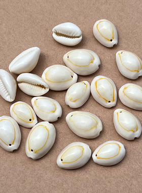 打孔天然贝壳海螺白金边贝手链diy百搭装饰项链配件2cm-3cm