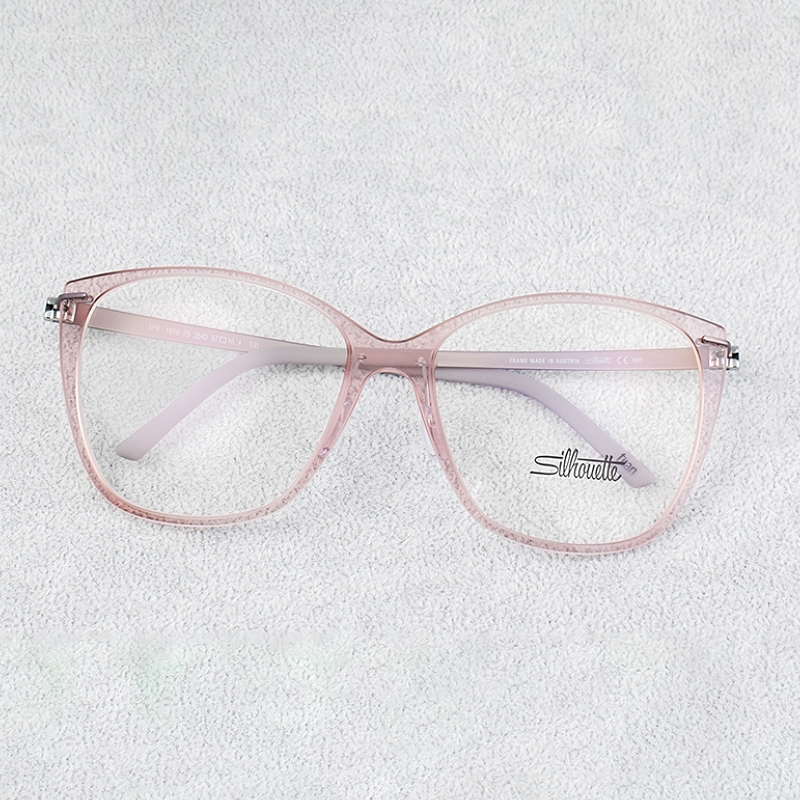 诗乐眼镜框女款纯钛超轻无螺丝猫眼大框时尚高级感近视眼镜架1610