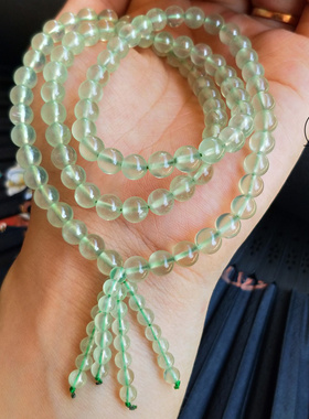 天然葡萄石荧光绿手串项链