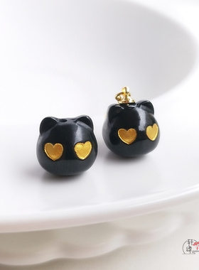 墨玉表情包猫咪时尚风锁骨链吊坠