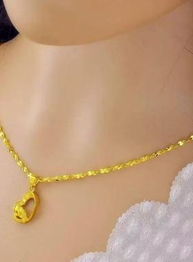18K金色爱心细链项链送女友