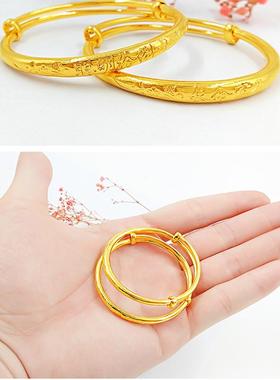 18k黄金色宝宝镯子小孩儿满月