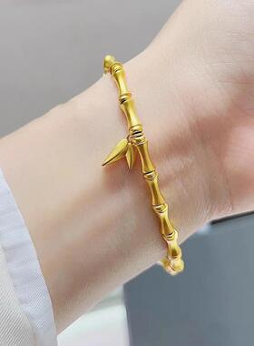 古法黄金色竹节手链女款节节高升