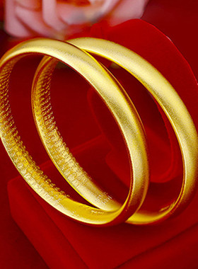 民族风女士古法18K黄金手镯