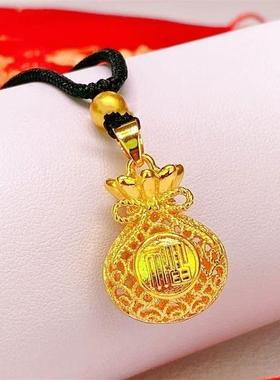 金店同款葫芦福袋18k黄金色项链