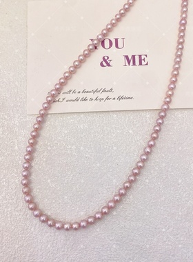 天然淡水真珍珠妖艳紫色项链正圆无暇强光原产地锁骨链颈链饰品