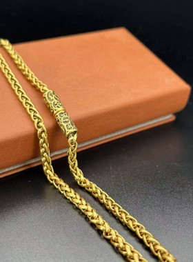 链子925银 NO050小众简约经典雀羽古金复古项链气质素链