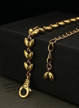 925银手链 A089小众气质古金实心麦穗手链轻奢时尚百搭