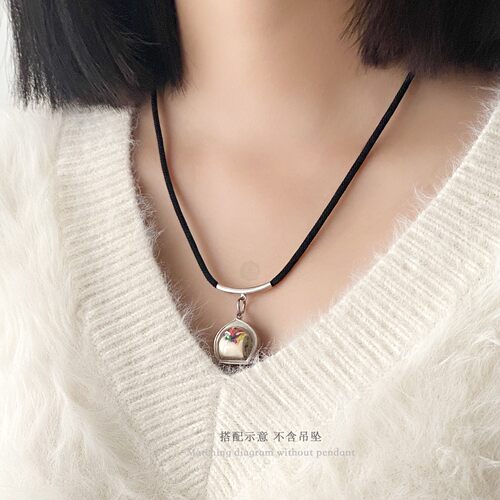 男女佛牌链手工925银项链挂链唐卡挂绳防汗吊坠绳子玉翡翠毛衣链 - 图0