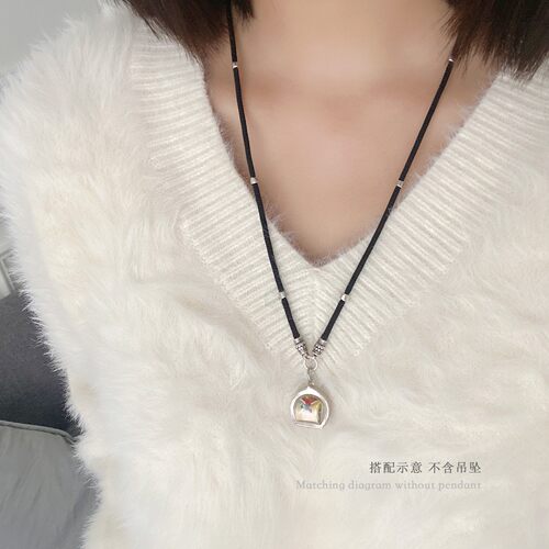男女佛牌链手工925银项链挂链唐卡挂绳防汗吊坠绳子玉翡翠毛衣链 - 图1