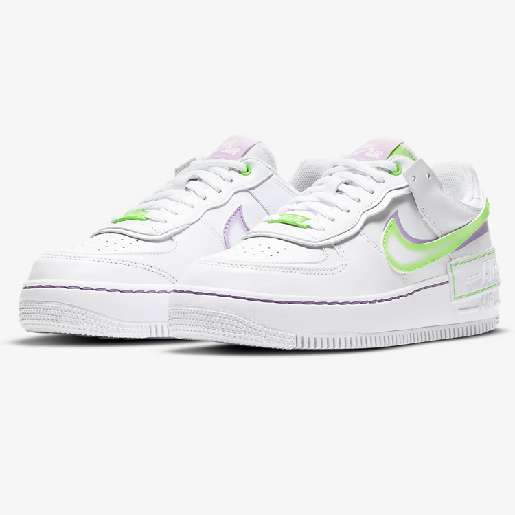 耐克Nike Air Force 1 Shadow白绿紫 解构空军一号板鞋DD9684-100 - 图2