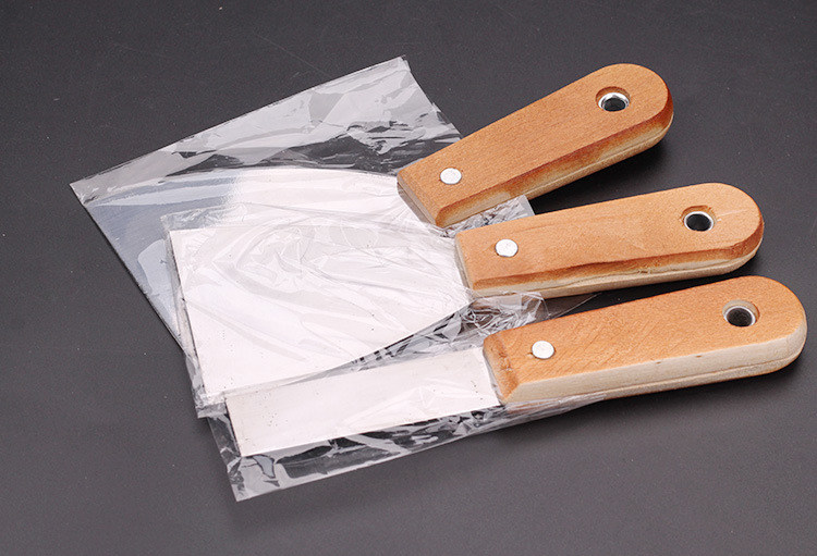 木柄油漆刮灰刀  带孔木双夹油灰刀  刮刀 不锈钢镜面抛光钢片,淘宝优惠券,粉丝福利购,淘宝优惠卷