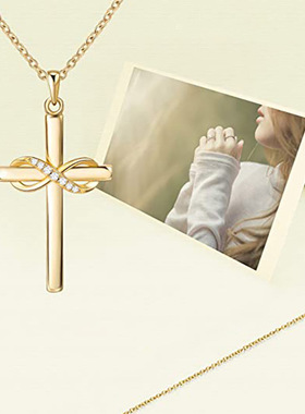 欧美个性嘻哈项饰 无限符号8字锆石吊坠 十字架经典痞帅潮流项链