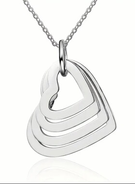 亚马逊不锈钢爱心项链刻字家庭个性桃心百搭饰品母亲节礼物