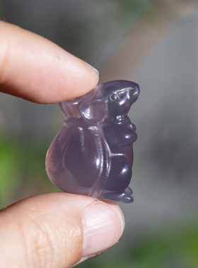 天然紫罗兰玛瑙生肖鼠吊坠