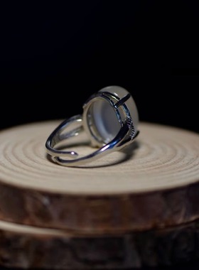 高冰种玉髓水晶文玩戒指925银女