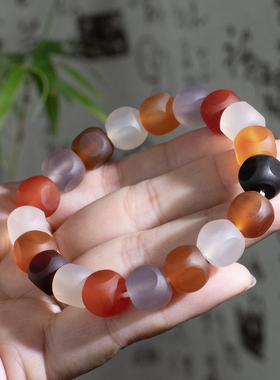 天然玛瑙六方手串复古转运珠